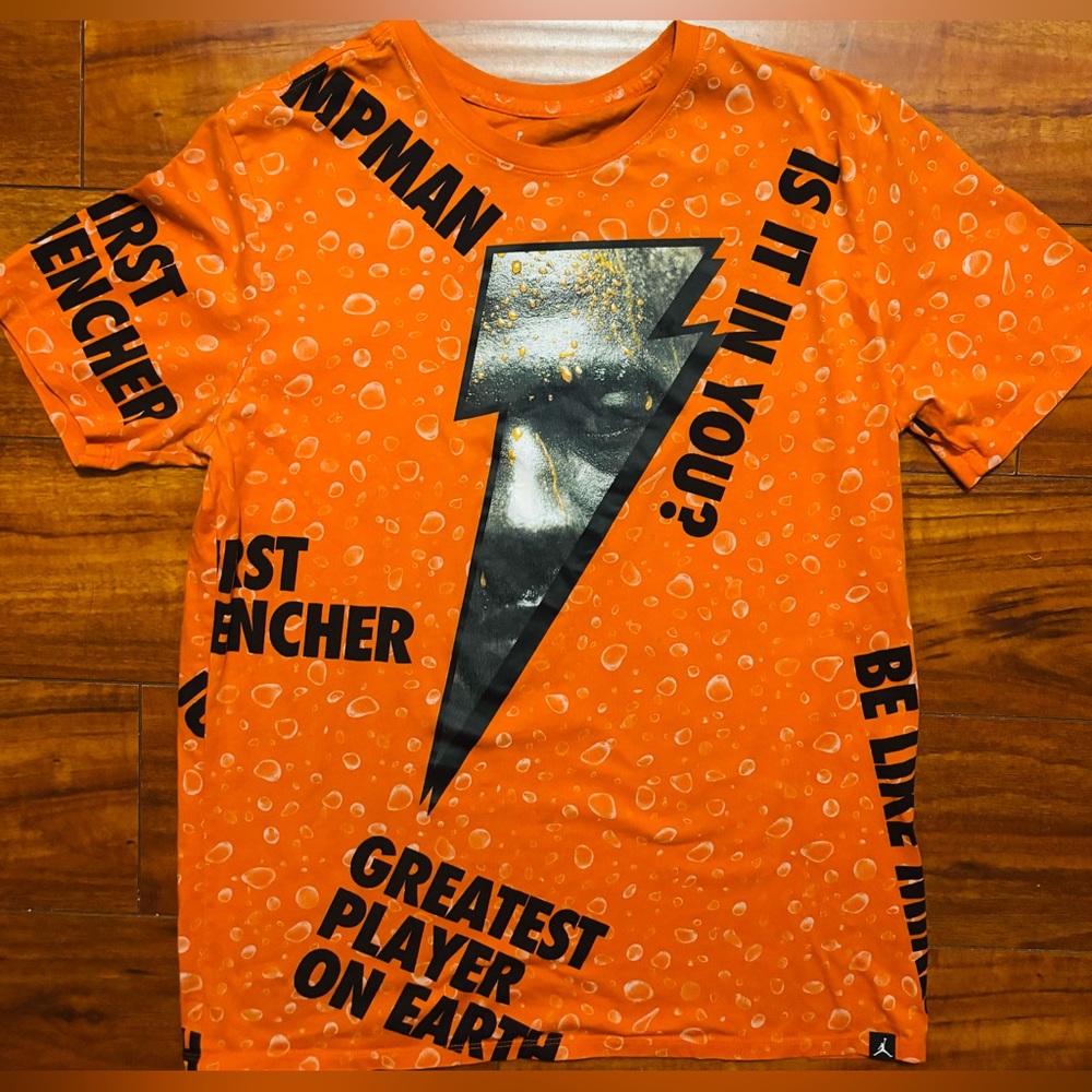 Nike Jumpman T-Shirt Nike Air Jordan Gatorade AOP Mens Large Orange Be Like Mike